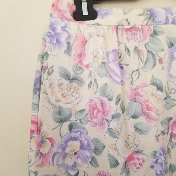 VINTAGE Margaret Smith Floral Midi A-line Skirt Size Vint 10 - Picture 10 of 10